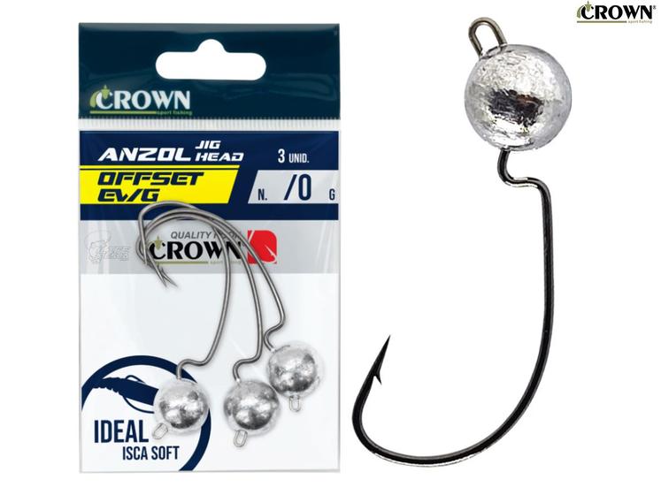 Imagem de Anzol Jig Head Crown Offset EWG Black Nº 5/0 (20gr) - 3 Peças