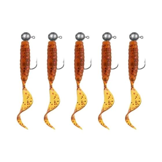 Imagem de Anzol Jig Pequeno E Macio 1g Com Isca De Minhoca De 4cm 5pcs/saco Para Pesca De Perch, Crappie E