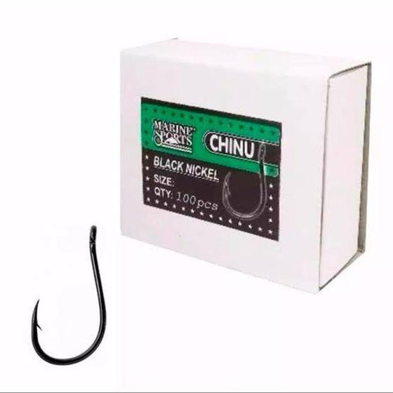 Imagem de Anzol Para Pescar Chinu Black Marine Sports Caixa Com 100un N8 Niquel Preto Em Aço Resistente