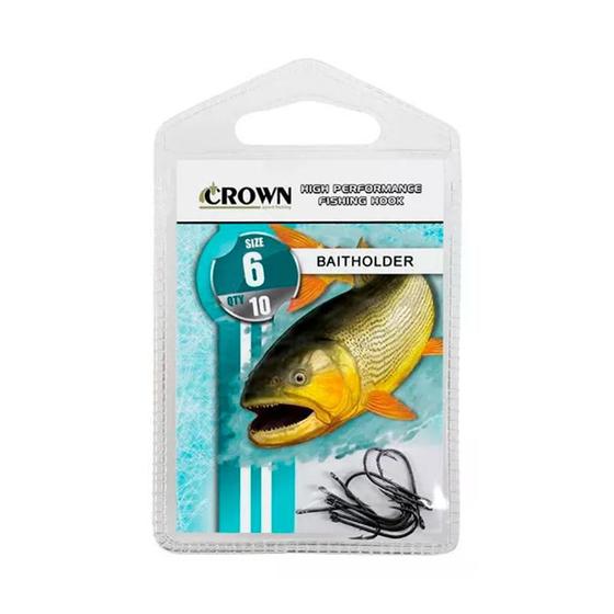 Imagem de Anzol Pesca Crown Baitholder Black Super Resistente nº 04 Cartela Com 10 Unidades