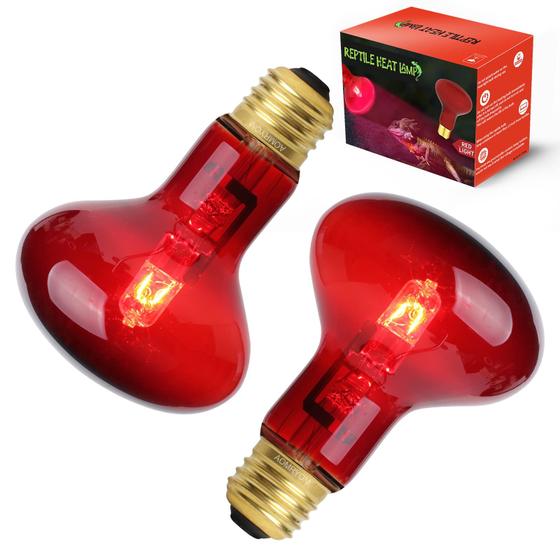 Imagem de Aomryom 100W 2 Pack Infrared Heat Lamp Bulb BulbOs de Luz Vermelha Para Lagartos de Estimação Dragões Barbudos Camaleões Cobras Répteis e Anfíbios