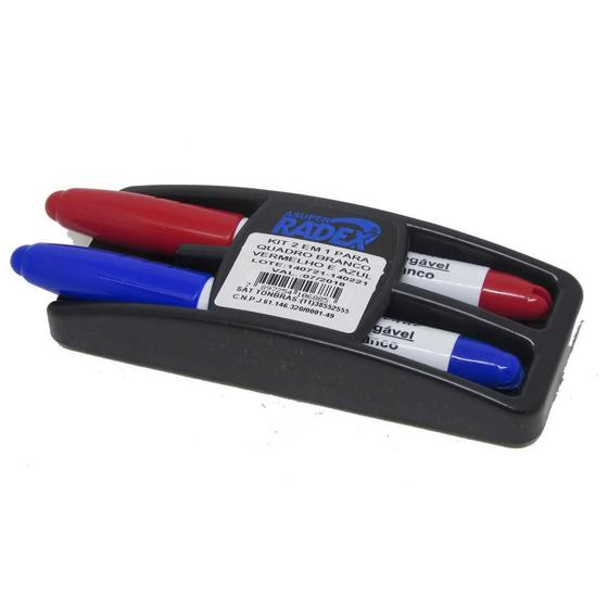 Imagem de Apagador Quadro Branco Radex Com 2 Marcadores Azul/Vermelho