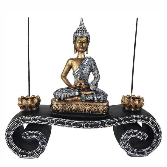 Imagem de Aparador Altar Buda Hindu Tailandês Decoração Com Castiçal