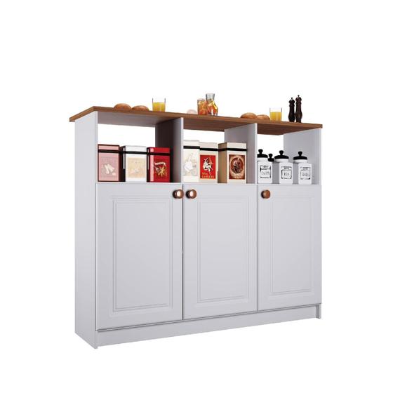Aparador Bancada Ilha Gourmet Cantinho do Café Cozinha Balcão Divisor de Ambientes Sala de Estar e Jantar 6206 - Branco Menor preço em Aparador Bancada Ilha Gourmet Cantinho do Café Cozinha Balcão Divisor de Ambientes Sala de Estar e Jantar 6206 - Branco