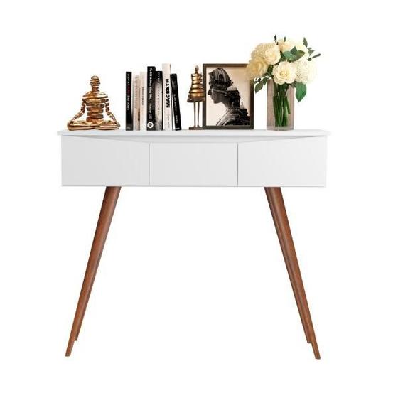 Imagem de Aparador / Bancada PAR Estilo Retrô Com Tampo em MDF de 15mm Com Bordas Usinadas Cor Branco