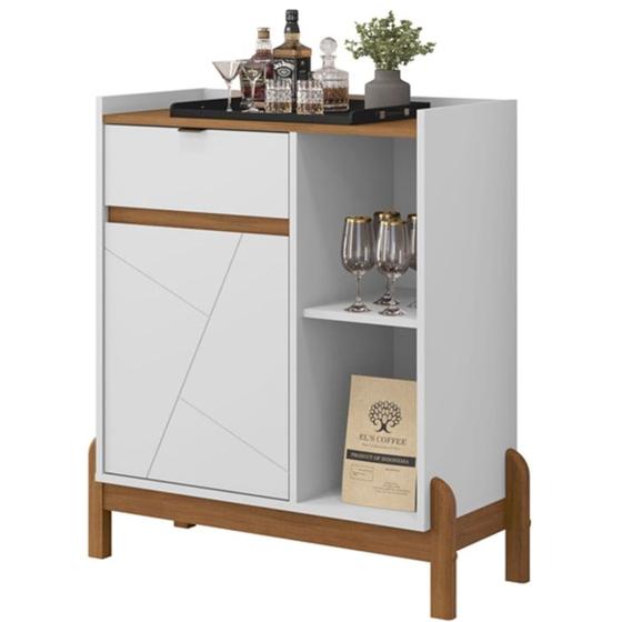 Imagem de Aparador Bar 50526 Pes Madeira Maciça 81cm Branco Cedro DCASA