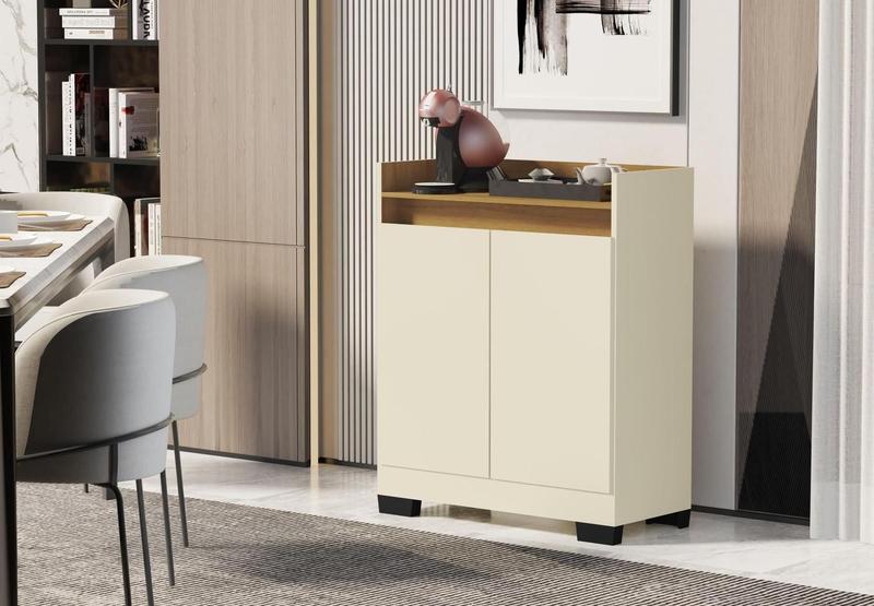 Imagem de Aparador Buffet 2 Portas Real Perola Com Bege - Rede Móveis