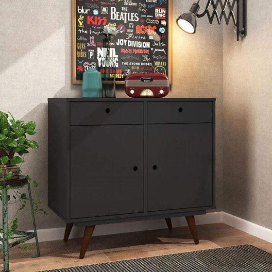 Imagem de Aparador Buffet 80cm 2 Portas 2 Gavetas Retrô 90 Olivar