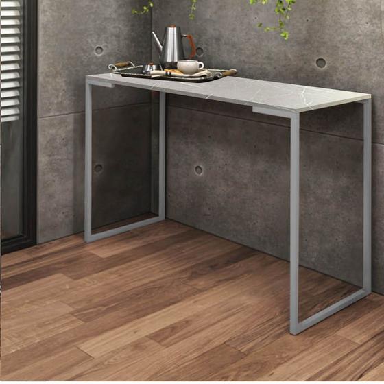 Imagem de Aparador Buffet 90cm Stan Industrial Office Cantinho do Café Ferro Cinza MDF Marmorizado Cinza - Ahz Móveis