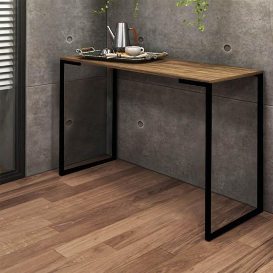 Imagem de Aparador Buffet 90cm Stan Industrial Office Cantinho do Café Ferro Preto MDF Caramelo - Ahazzo Móveis