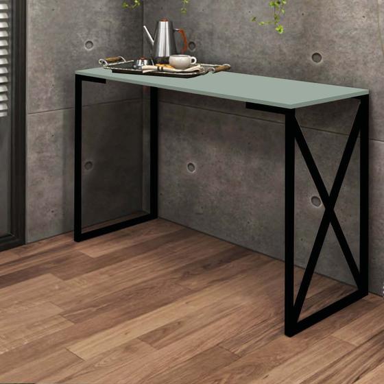 Imagem de Aparador Buffet Balcão Bex Insdustrial Ferro Preto MDF Verde Oliva - Ahazzo Móveis