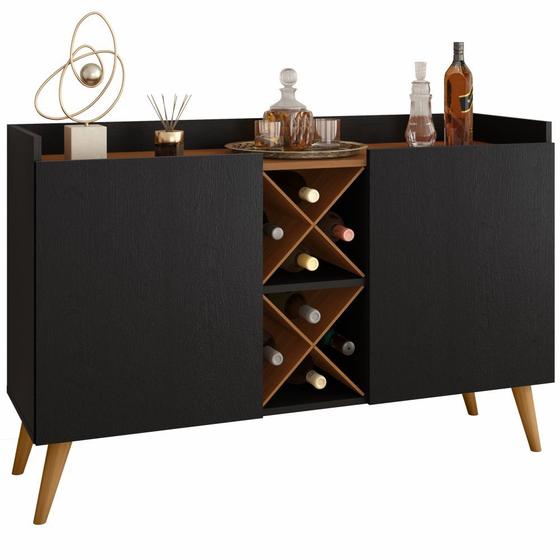 Imagem de Aparador Buffet balcão Zanzini Max 2 portas com adega Cinamomo Preto