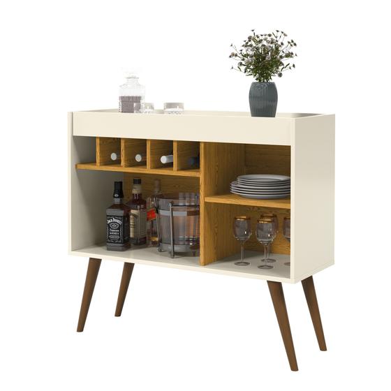 Aparador Buffet Cantinho Café Industrial Pés Palito Retro New Odin - Off White/Freijo Menor preço em Aparador Buffet Cantinho Café Industrial Pés Palito Retro New Odin - Off White/Freijo