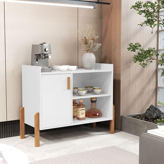 Imagem de Aparador Buffet Cantinho do Café com Pés Madeira 1 Porta Miguel - Branco - MJM Casa dos Móveis