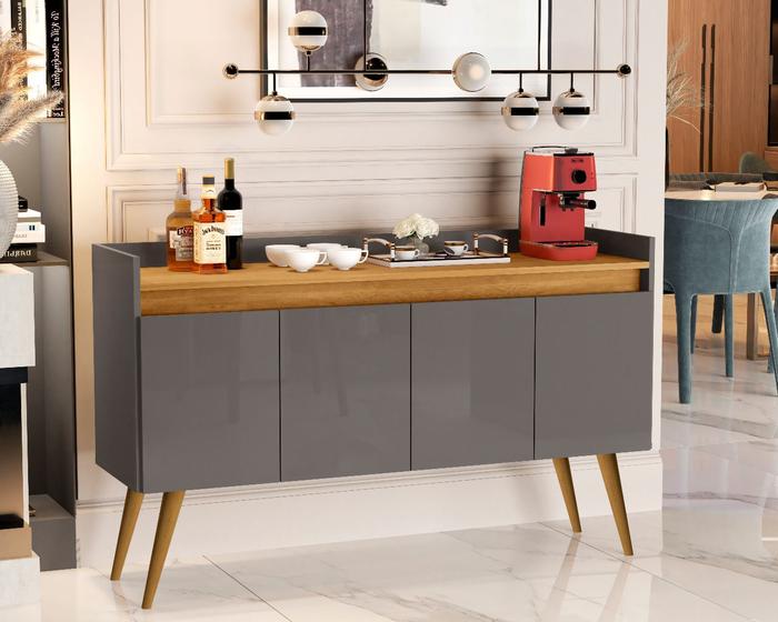 Aparador Buffet Cantinho do café Luxo 4 Portas - Ônix / Madeirado- Comprar móveis para sua casa - Comprar móveis em casa Imagem de Aparador Buffet Cantinho do café Luxo 4 Portas - Ônix / Madeirado- Comprar móveis para sua casa
