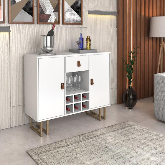 Imagem de Aparador Buffet com 2 Portas Branco com Dourado