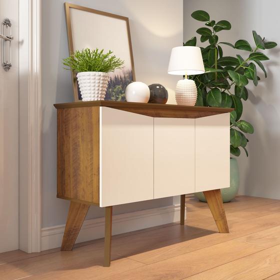 Imagem de Aparador Buffet Com 3 Portas e 3 Prateleiras Artely Oásis Cor Pinho com Off White