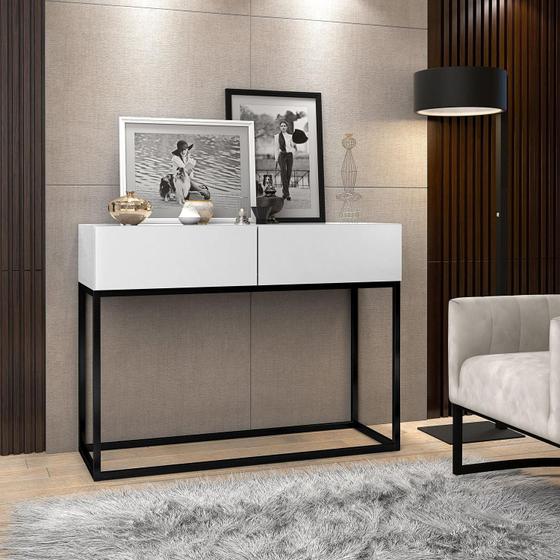 Imagem de Aparador Buffet Estilo industrial 2 Gavetas Branco com Preto