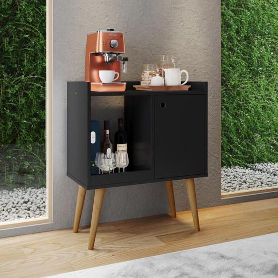 Imagem de Aparador Buffet Linus Cantinho do Café com 1 porta pés palito - Preto