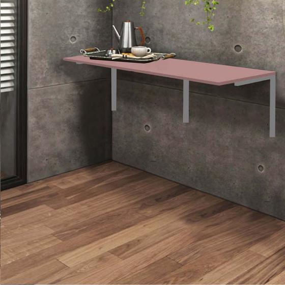 Imagem de Aparador Buffet Suspenso de Parede 120cm Café Suporte Cinza MDF Rose - Ahz Móveis