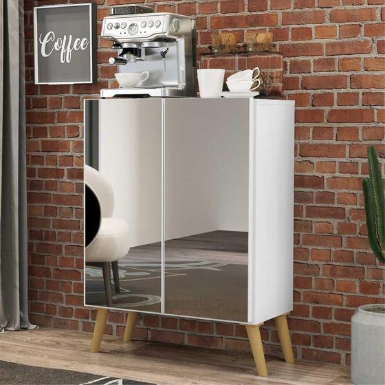 Aparador Cantinho do Café com Espelho e Pés Retrô 2 Portas Multimóveis Branco/Natural é boa?