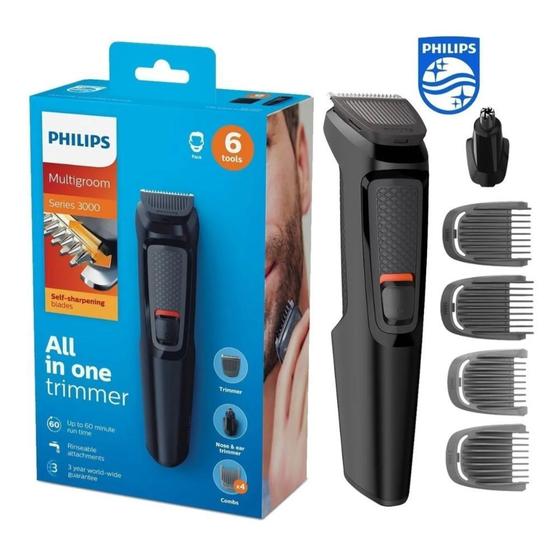 Aparador de Pelos e Barba Philips Multigroom 6 em 1 MG3712 - com 4 pentes + Trimmer + Base Menor preço em Aparador de Pelos e Barba Philips Multigroom 6 em 1 MG3712 - com 4 pentes + Trimmer + Base
