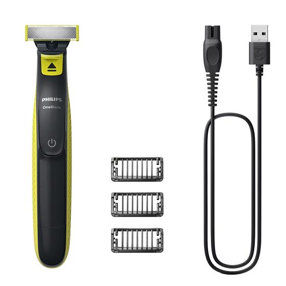 Imagem de Aparador e raspador OneBlade com 3 pentes, à prova dágua - QP2724/10 Philips