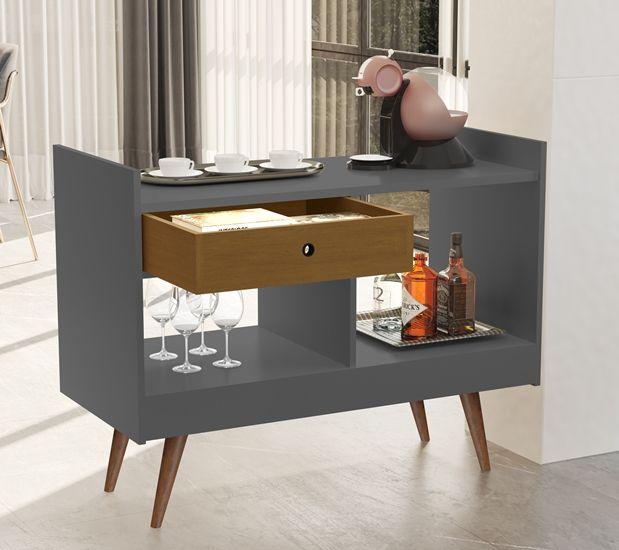 Imagem de Aparador Estilo Buffet 2 Ambientes Retrô Duda Plus cor Onix / Nature - Comprar Moveis para sua Casa