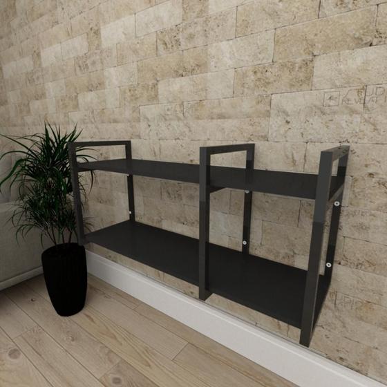 Imagem de Aparador industrial aço cor preto prateleiras 30 cm cor preto modelo ind21papr