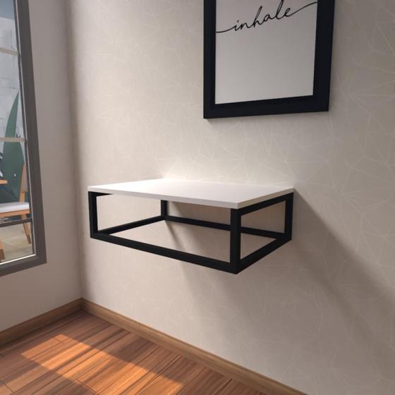 Imagem de Aparador industrial branco off white moderno cantinho café escritorio simples bancada suspensa
