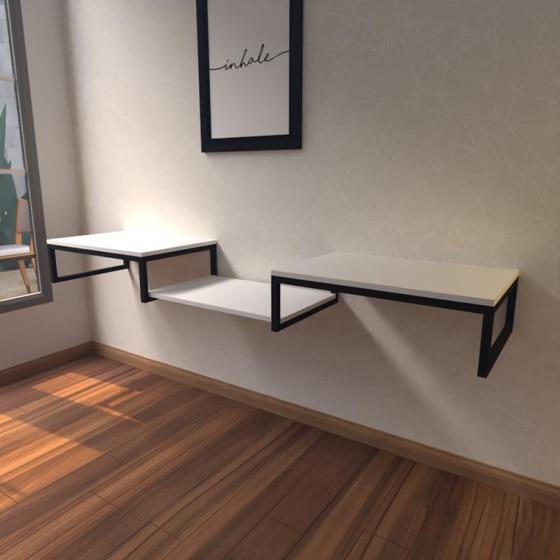 Imagem de Aparador industrial branco off white moderno cantinho café escritorio simples bancada suspensa
