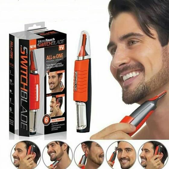 Imagem de Aparador multifuncional 6 em 1 sem fio com led para barba, cabelo, nariz e corpo