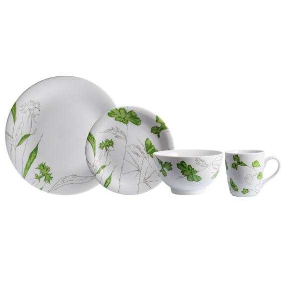 Aparelho com Bowl e Caneca 16 Peças Porcelana Schmidt - Dec. Caioba 2403 Menor preço em Aparelho com Bowl e Caneca 16 Peças Porcelana Schmidt - Dec. Caioba 2403
