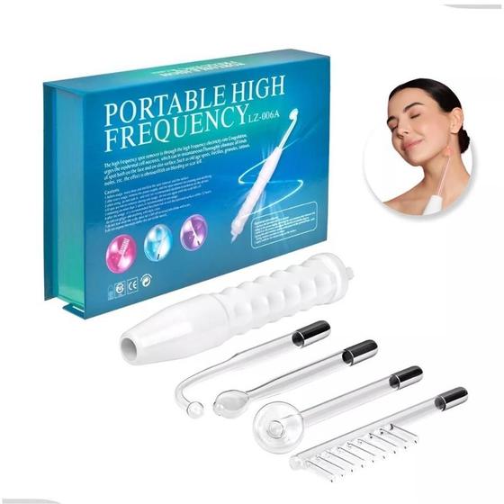 Imagem de Aparelho de Alta Frequência Portátil com 4 Eletrodos para Tratamento Facial e Capilar