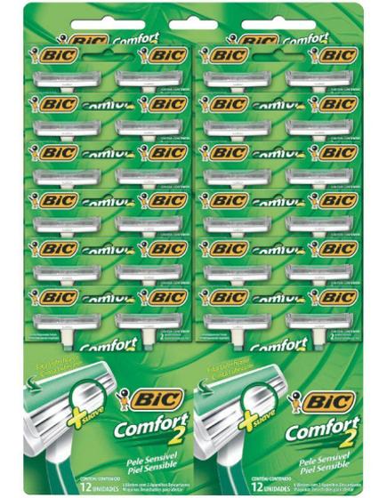 Imagem de Aparelho De Barbear Bic Comfort 02 Sensível Cartela com 24 unidades