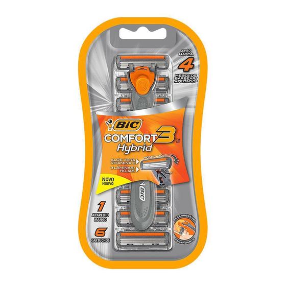 Aparelho De Barbear Bic Comfort 3 Hybrid Aloe Vera + Vitamina E Com 6 Cartuchos Menor preço em Aparelho De Barbear Bic Comfort 3 Hybrid Aloe Vera + Vitamina E Com 6 Cartuchos