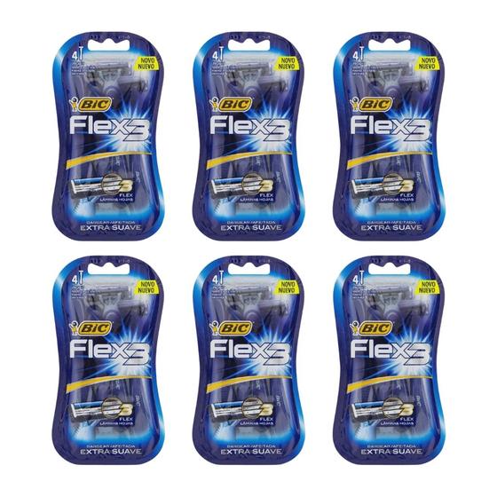 Imagem de Aparelho de Barbear Bic Flex 3 Com 4un - Kit C/ 6un