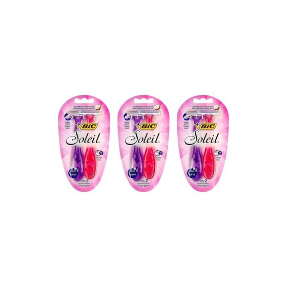 Imagem de Aparelho de Barbear Bic Soleil Com 2 Rosa /Roxo - Kit C/3un