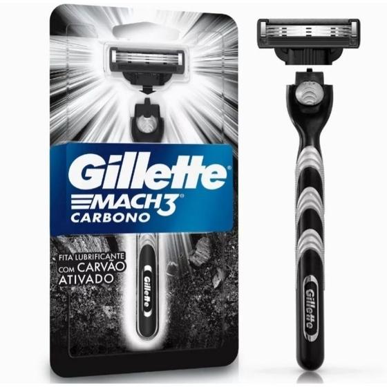 Imagem de Aparelho de Barbear Gillette Mach 3 Carbono Carvão Ativado