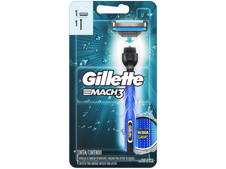 Imagem de Aparelho de Barbear Gillette Mach3 Acqua-Grip - Recarregável