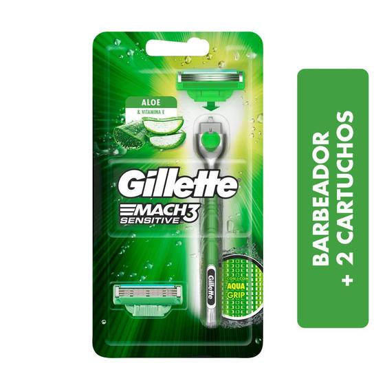 Imagem de  Aparelho de Barbear Gillette Mach3 Acqua Grip Sensitive c/ 2 Unidades