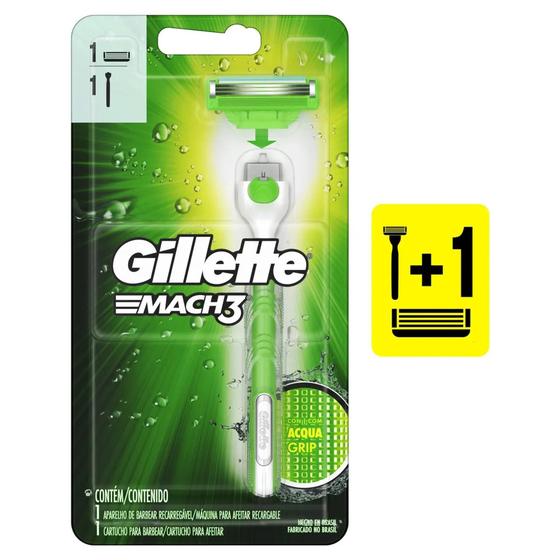 Imagem de Aparelho de Barbear Gillette Mach3 Aqua-Grip  - Sensitive Recarregável