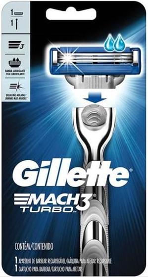 Aparelho de Barbear Gillette Mach3 Turbo com 1 Unidade Menor preço em Aparelho de Barbear Gillette Mach3 Turbo com 1 Unidade