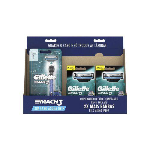 Imagem de Aparelho de Barbear Recarregável Gillette Mach3 Acqua Grip 2 Unidades e 8 Cargas