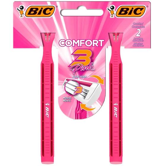 Imagem de Aparelho De Depilar Bic Comfort 3 Pink Com 2 Unidades