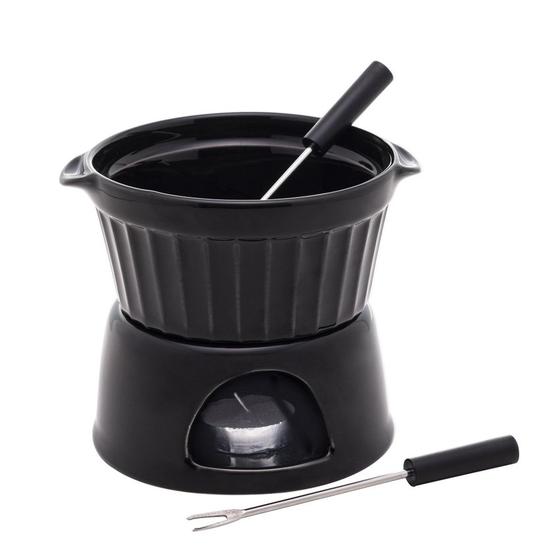 Imagem de Aparelho de Fondue 4 Peças de Porcelana Classic Preto 400ml