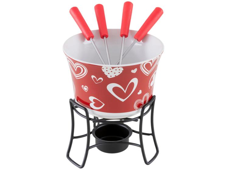 Aparelho de Fondue Cerâmica Brinox Vermelho – 6 Peças 1256/104