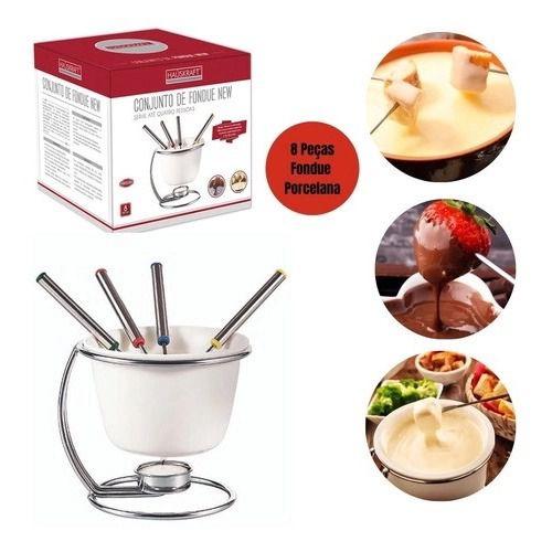 Aparelho De Fondue Cerâmica Queijo Chocolate 8 Peças Haüskraft