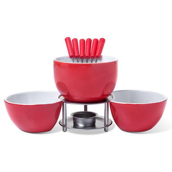 Aparelho De Fondue Cerâmico 10 Peças Vermelho Brinox Menor preço em Aparelho De Fondue Cerâmico 10 Peças Vermelho Brinox