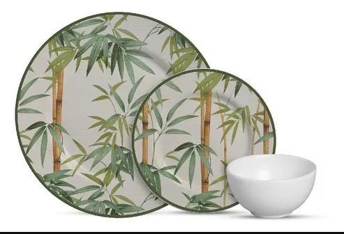 Imagem de Aparelho de jantar 12 pecas bambu com bowl branco perola